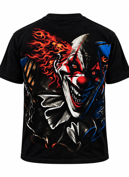 Inferno Nightmare Clown Graphic Tee – Dark Horror Halloween Shirt