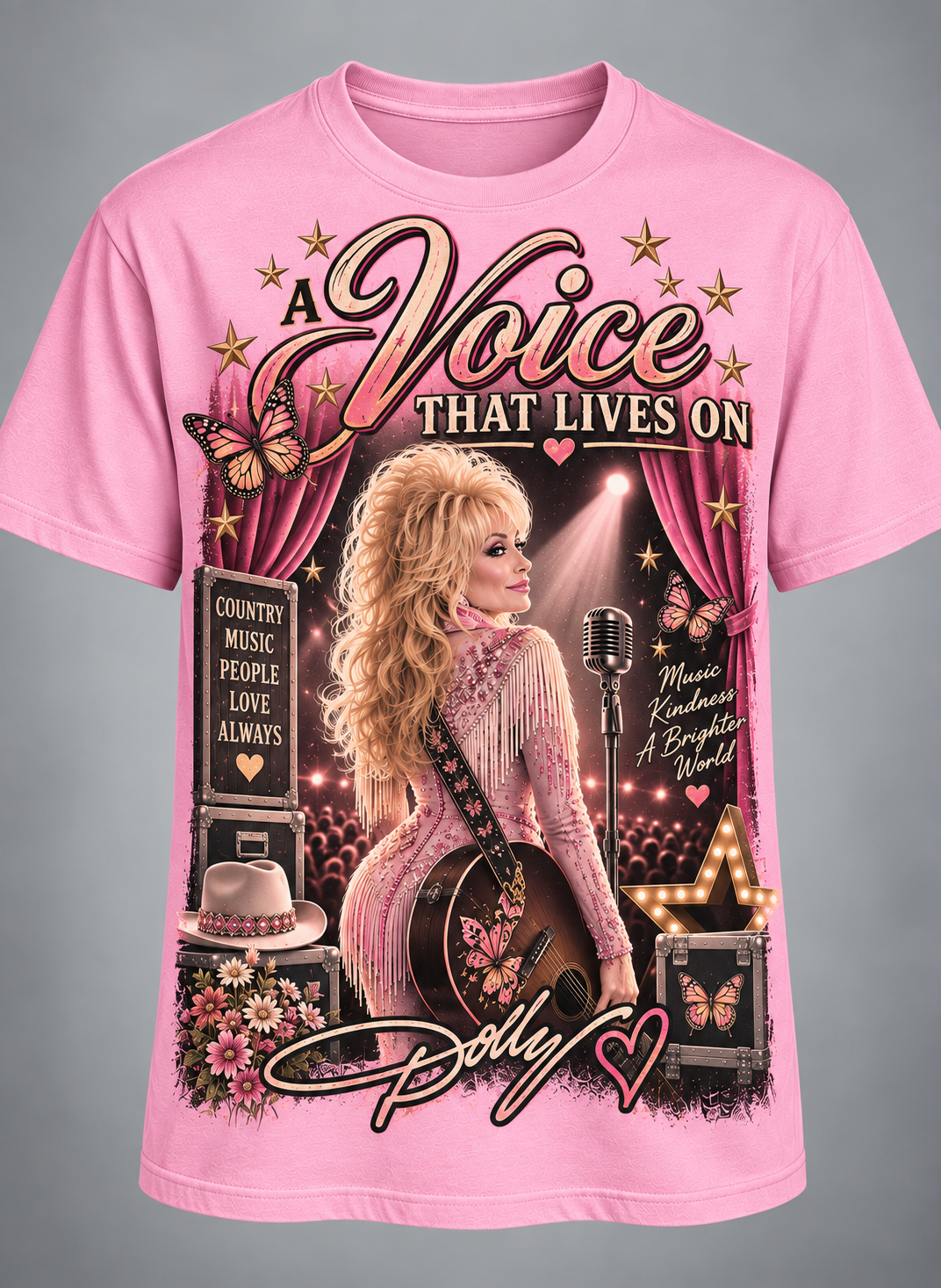 A Voice That Lives On Dolly Tribute T-Shirt – Country Music Legacy Memorial Graphic Tee
