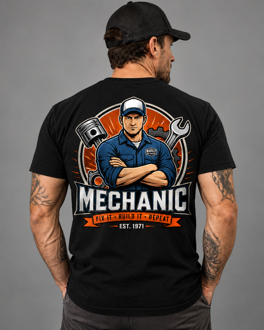 Mechanic Fix It Build It Repeat Vintage Garage T-Shirt