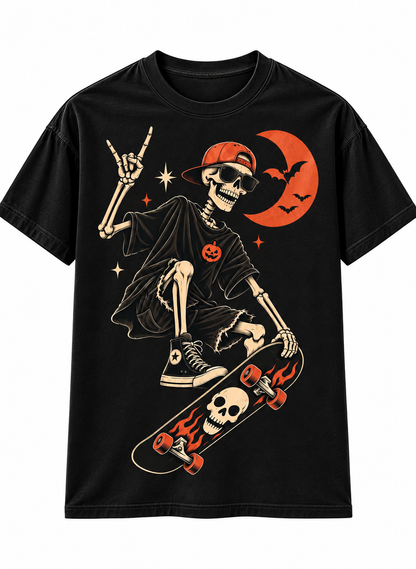 Skeleton Road Trip Halloween T-Shirt – Spooky Classic Car Tee